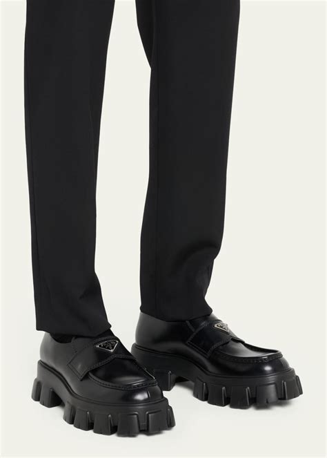 mens prada loafers on sale|prada monolith loafers men.